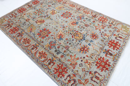 170 x 238 cm | Sultani Gray Design Hand Knotted Veg Dye Wool Afghan Carpet