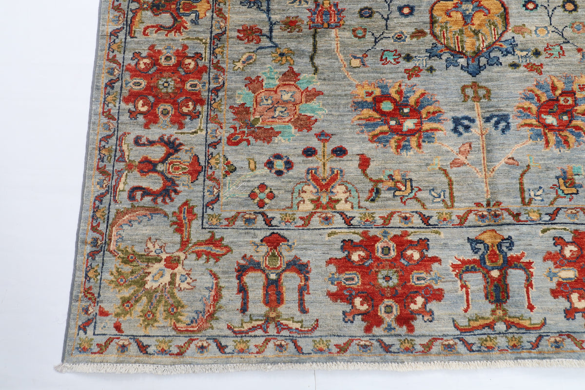 170 x 238 cm | Sultani Gray Design Hand Knotted Veg Dye Wool Afghan Carpet