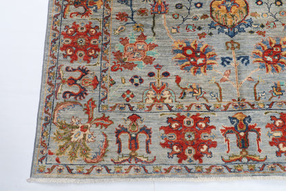 170 x 238 cm | Sultani Gray Design Hand Knotted Veg Dye Wool Afghan Carpet