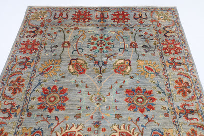 170 x 238 cm | Sultani Gray Design Hand Knotted Veg Dye Wool Afghan Carpet