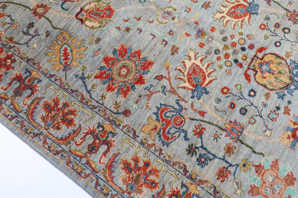 170 x 238 cm | Sultani Gray Design Hand Knotted Veg Dye Wool Afghan Carpet