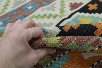 148 x 202 cm | Multicolor Wool Kilim Area Traditional Hand Woven Oriental Carpet