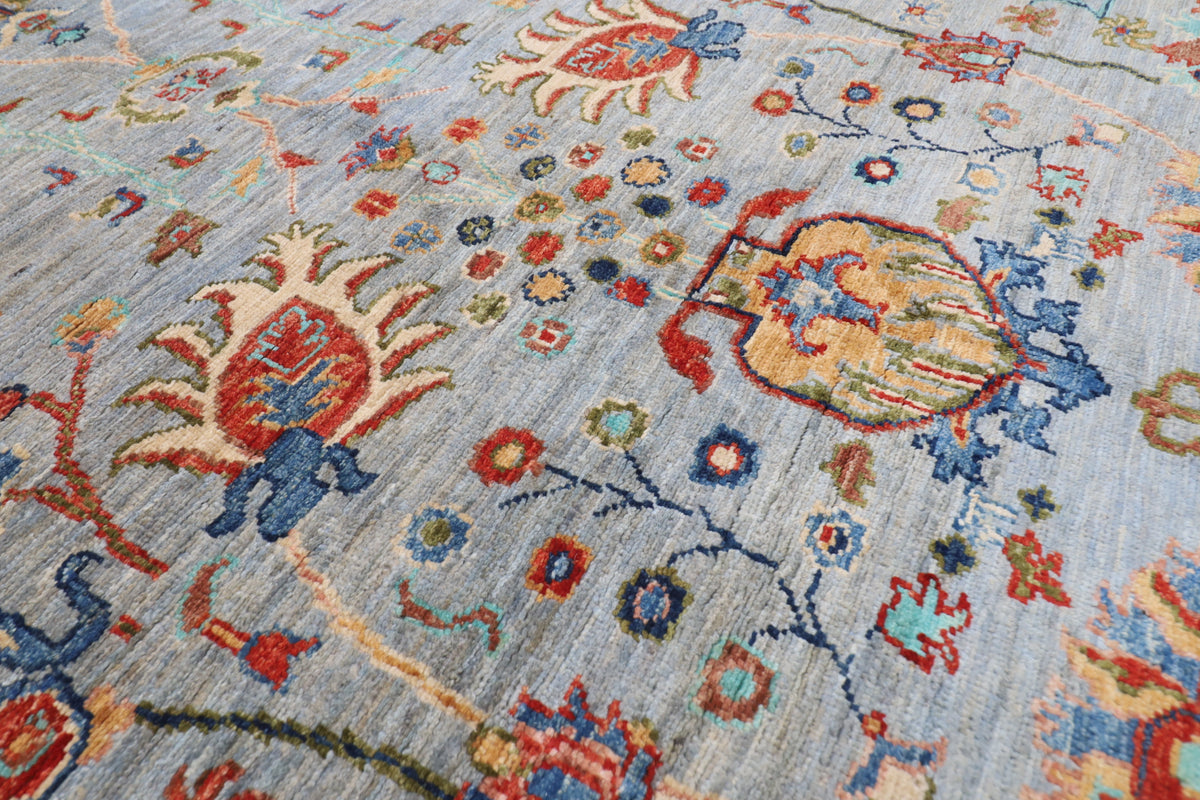 170 x 238 cm | Sultani Gray Design Hand Knotted Veg Dye Wool Afghan Carpet