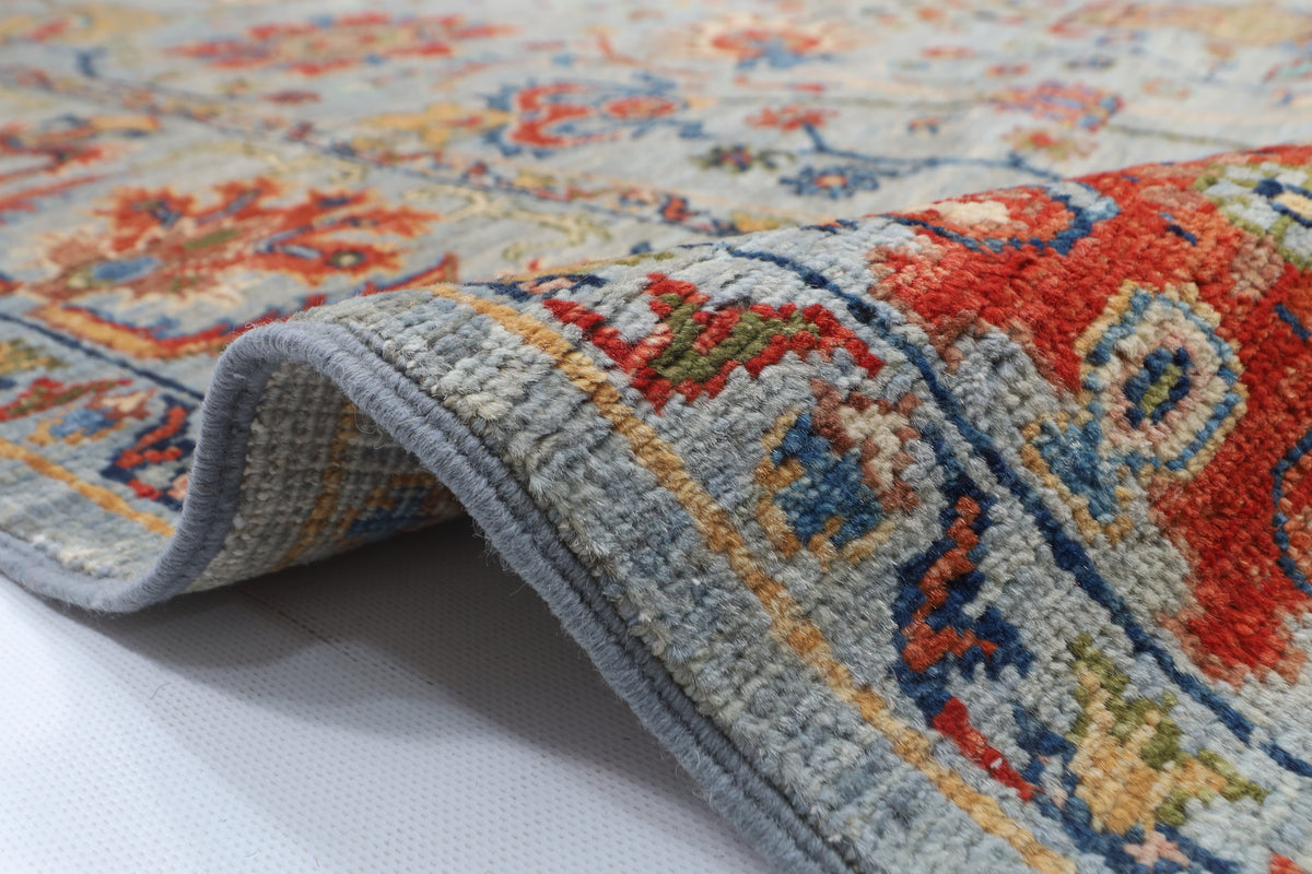 170 x 238 cm | Sultani Gray Design Hand Knotted Veg Dye Wool Afghan Carpet
