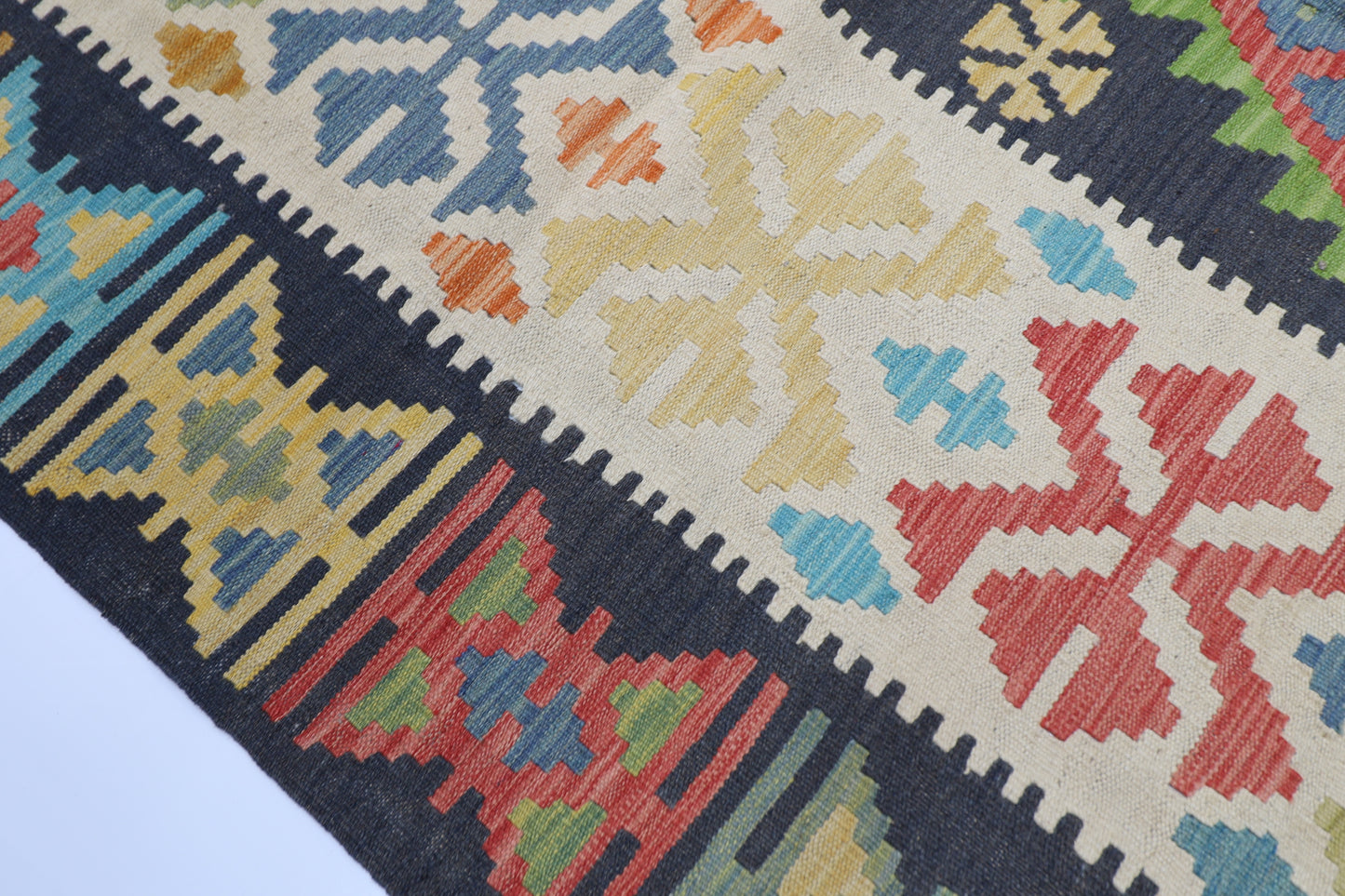 173 x 236 cm | Multicolor Wool Kilim Area Traditional Hand Woven Oriental Carpet