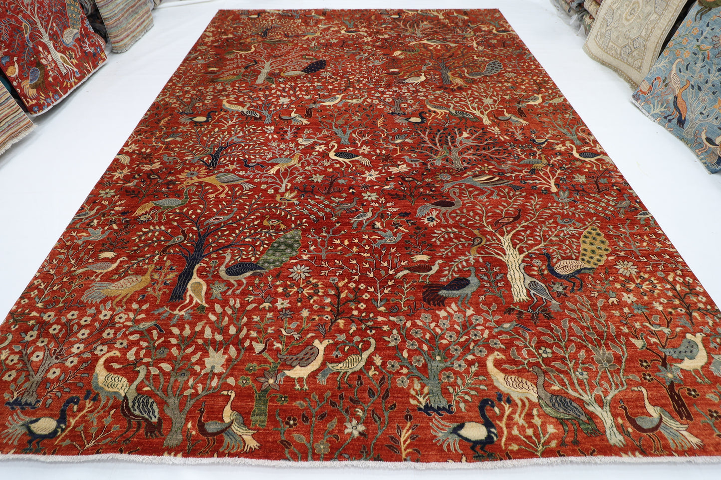 307 x 422 cm | Oriental Birds Large Area Rug Afghan Hand Knotted Veg Dye Wool carpet