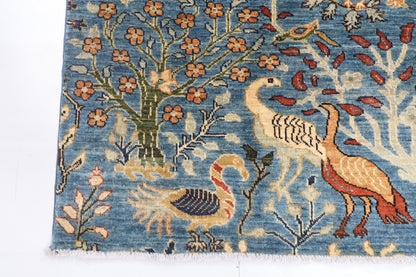 151 x 180 cm | Birds Design Hand Knotted Veg Dye Wool Afghan Carpet