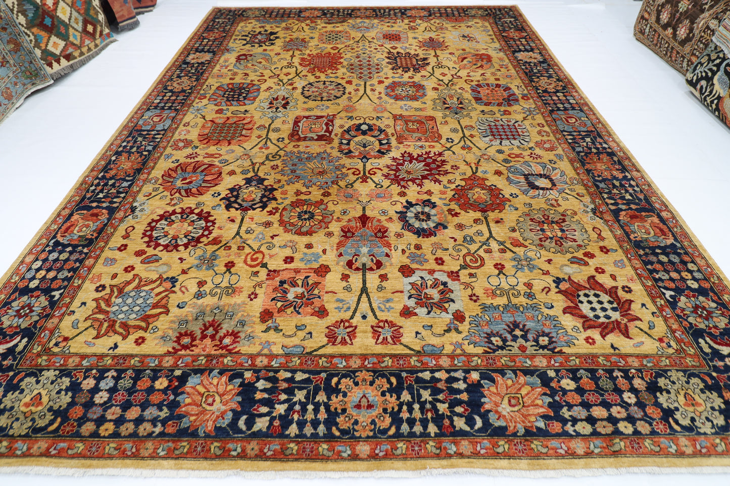 304 x 418 cm | Mustard Bidjar Afghan Tribal Hand Knotted Veg Dye Wool carpet