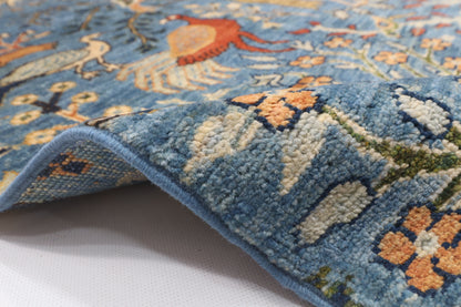 151 x 180 cm | Birds Design Hand Knotted Veg Dye Wool Afghan Carpet