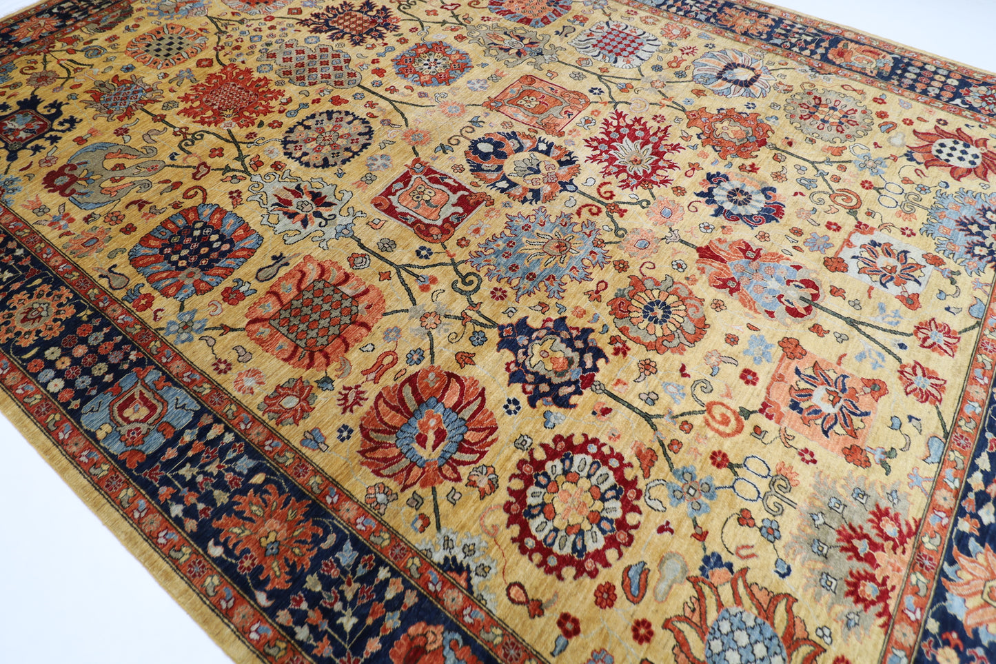 304 x 418 cm | Mustard Bidjar Afghan Tribal Hand Knotted Veg Dye Wool carpet