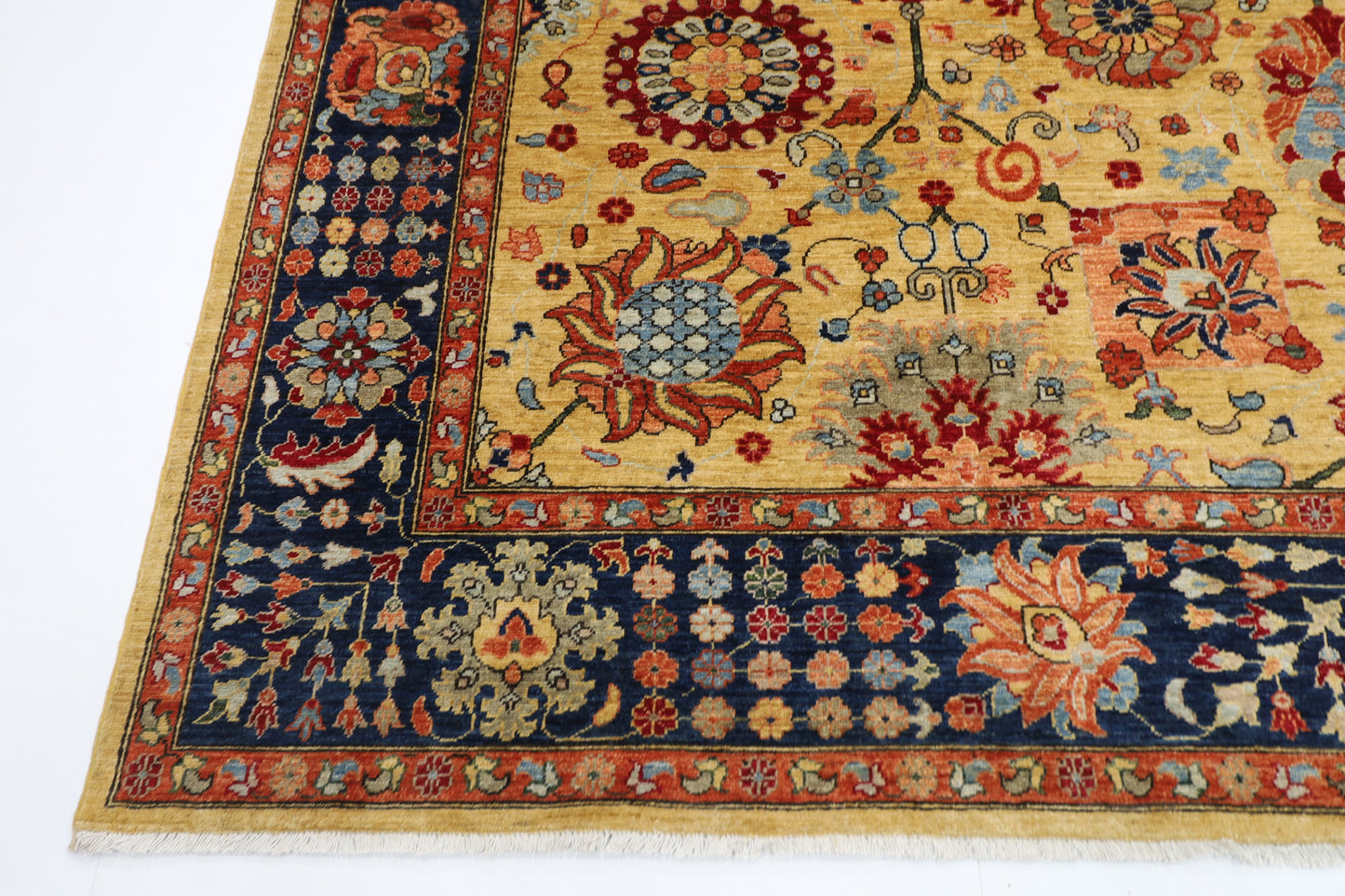 304 x 418 cm | Mustard Bidjar Afghan Tribal Hand Knotted Veg Dye Wool carpet