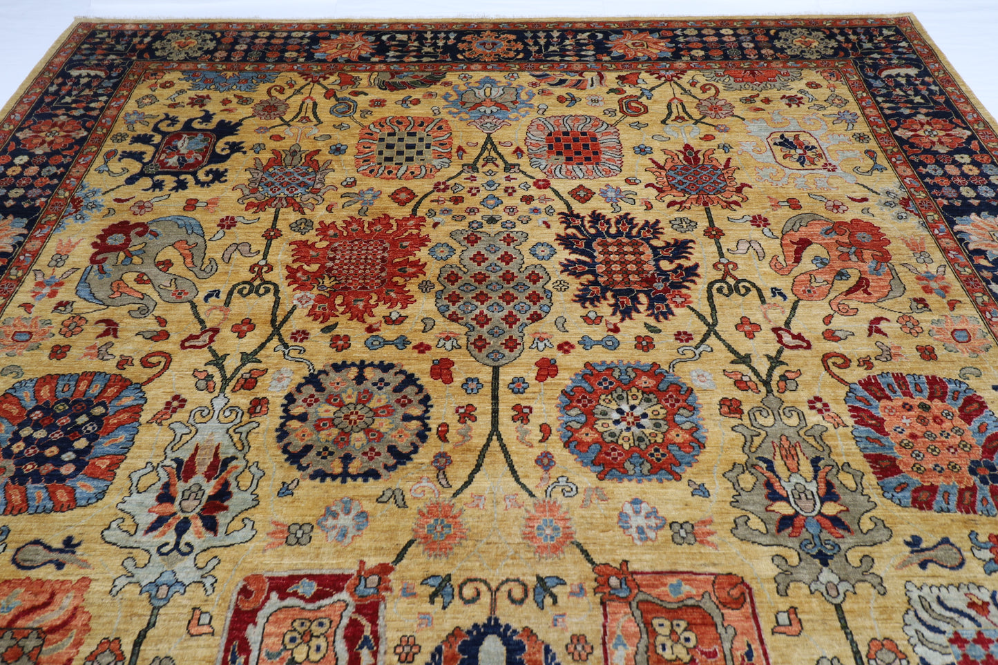 304 x 418 cm | Mustard Bidjar Afghan Tribal Hand Knotted Veg Dye Wool carpet