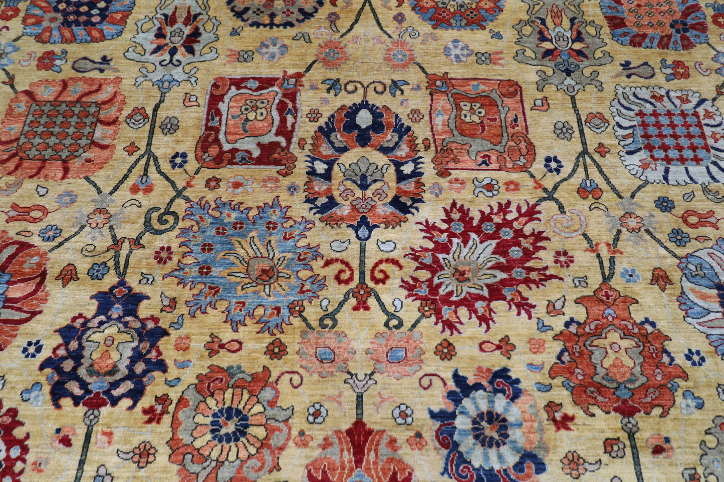 304 x 418 cm | Mustard Bidjar Afghan Tribal Hand Knotted Veg Dye Wool carpet