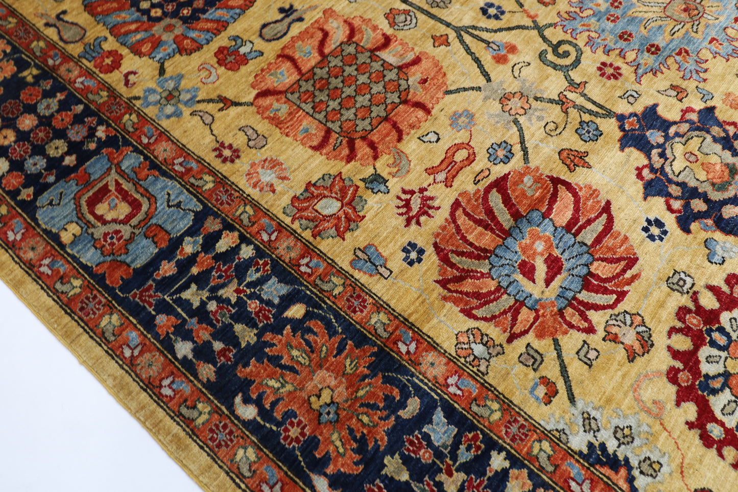 304 x 418 cm | Mustard Bidjar Afghan Tribal Hand Knotted Veg Dye Wool carpet