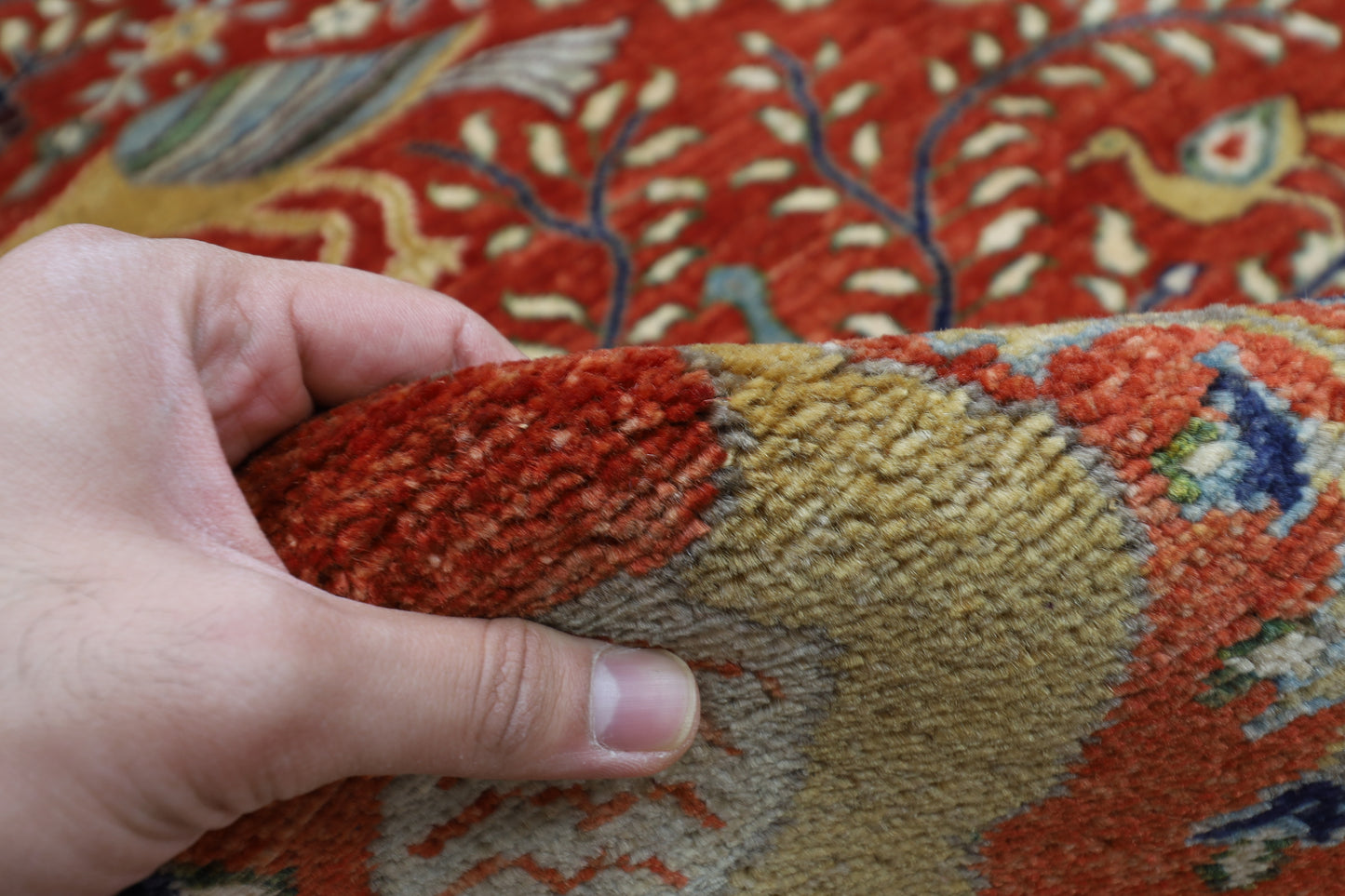 307 x 422 cm | Oriental Birds Large Area Rug Afghan Hand Knotted Veg Dye Wool carpet