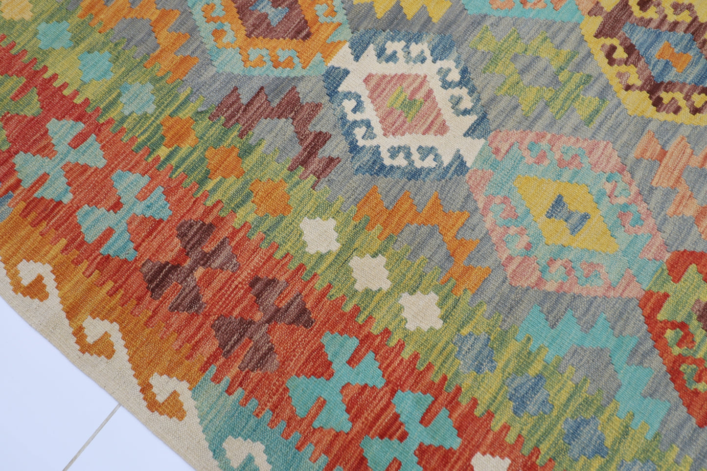 206 x 297 cm | Multicolor Wool Kilim Area Traditional Hand Woven Oriental Carpet