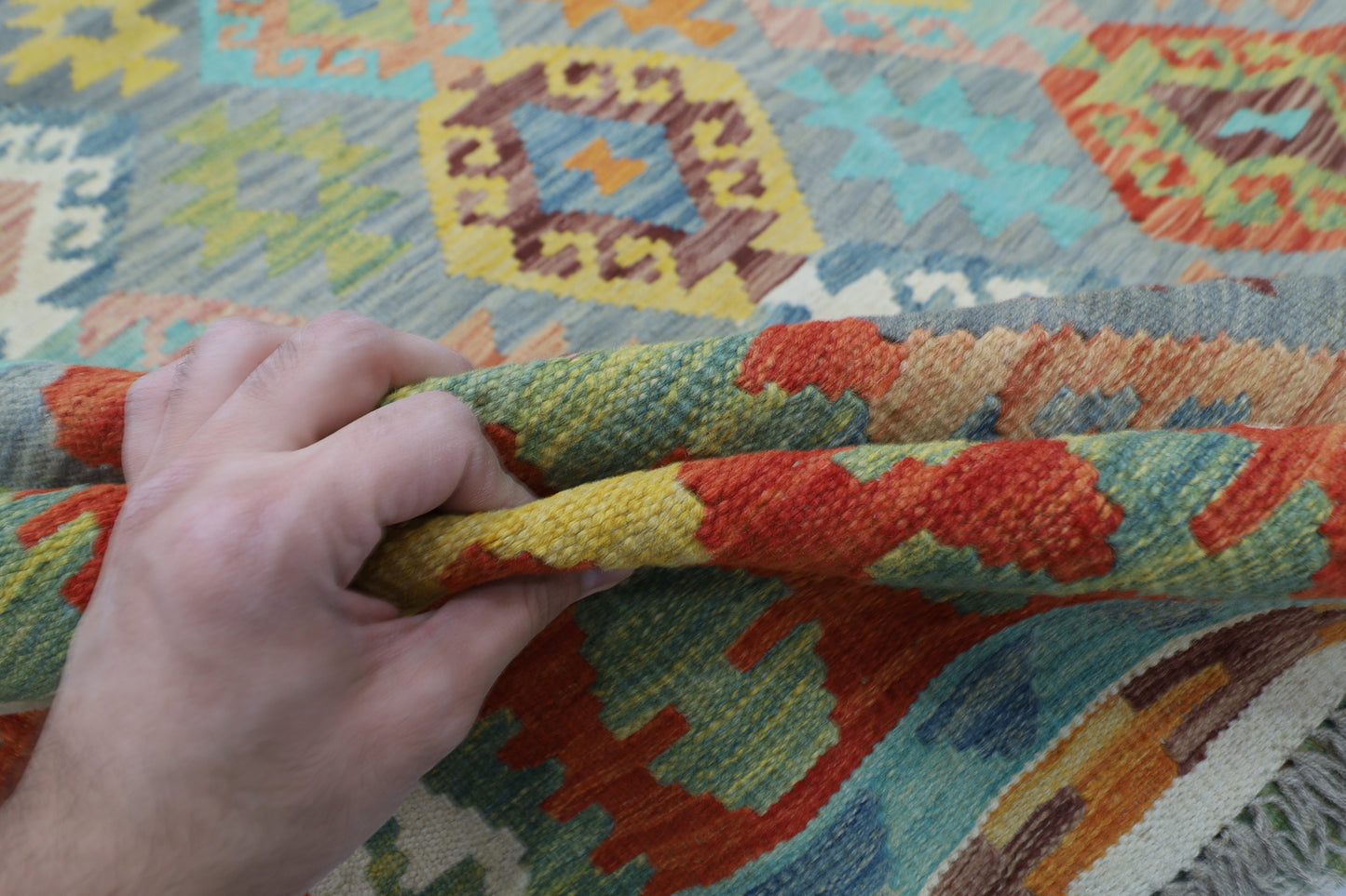 206 x 297 cm | Multicolor Wool Kilim Area Traditional Hand Woven Oriental Carpet