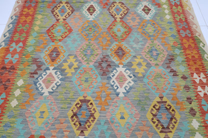 206 x 297 cm | Multicolor Wool Kilim Area Traditional Hand Woven Oriental Carpet
