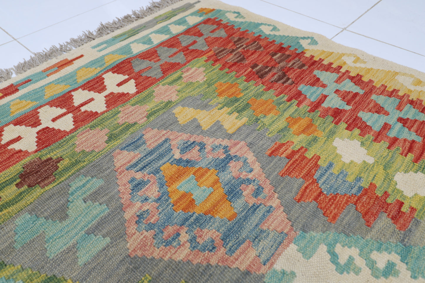 206 x 297 cm | Multicolor Wool Kilim Area Traditional Hand Woven Oriental Carpet