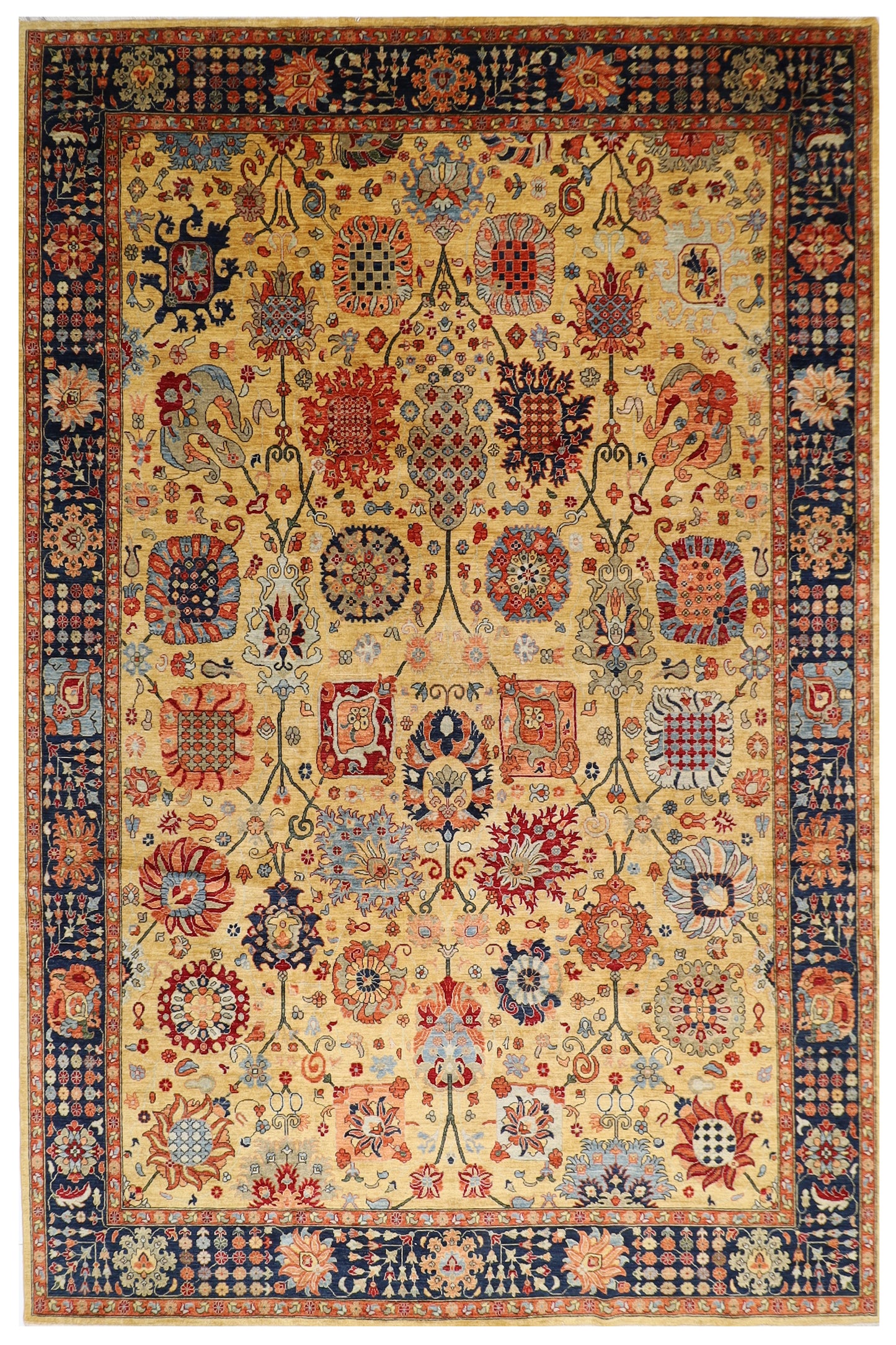 304 x 418 cm | Mustard Bidjar Afghan Tribal Hand Knotted Veg Dye Wool carpet