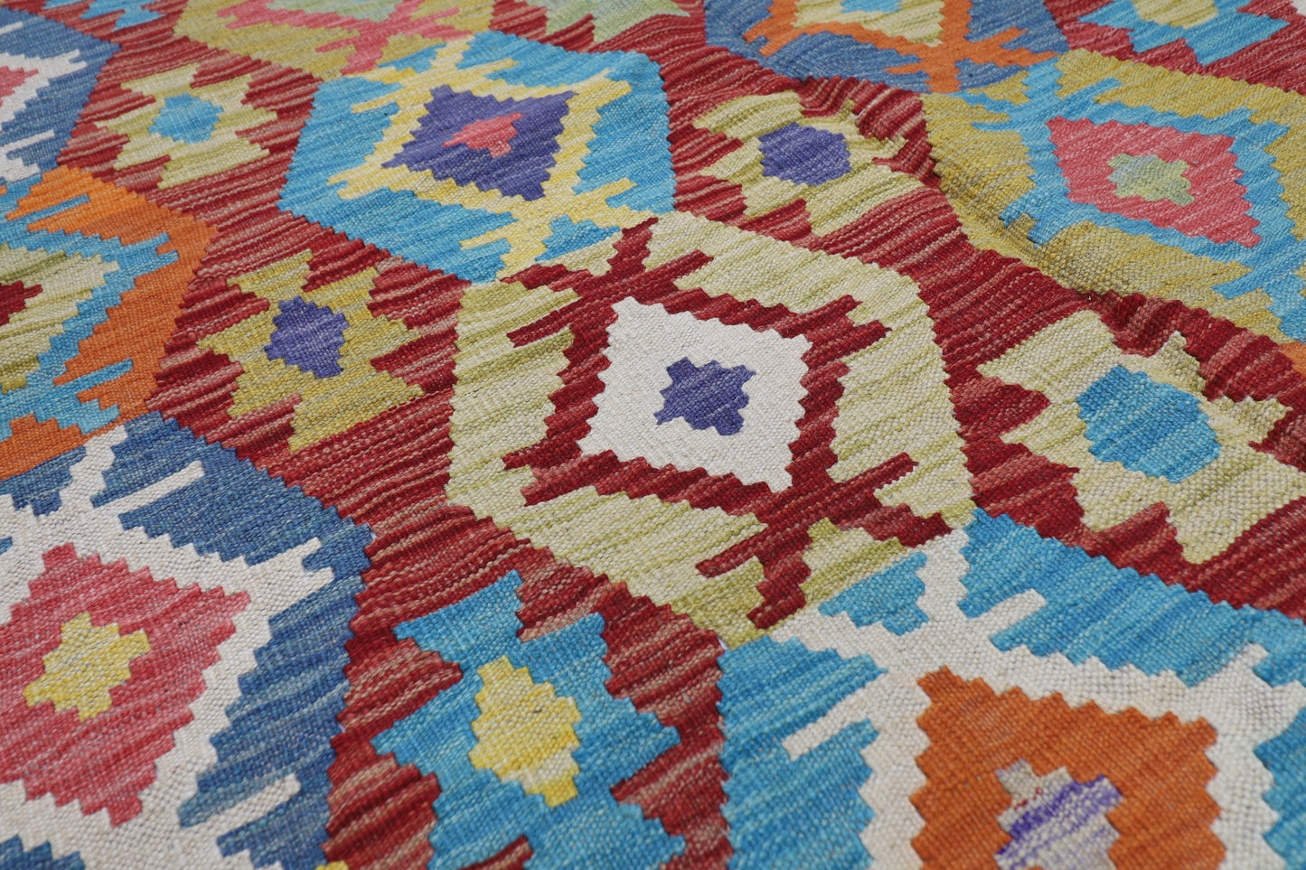 197 x 292 cm | Multicolor Wool Kilim Area Traditional Hand Woven Oriental Carpet