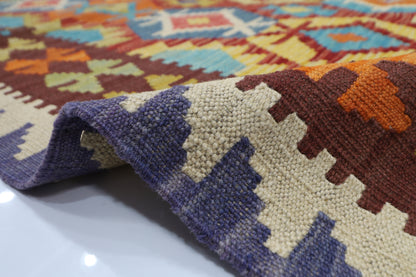 197 x 292 cm | Multicolor Wool Kilim Area Traditional Hand Woven Oriental Carpet