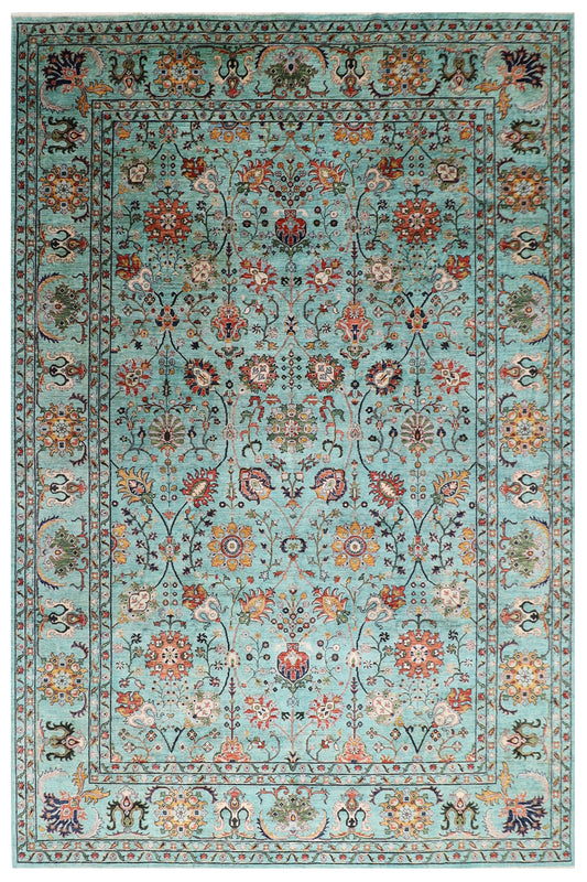 305 x 410 cm | Sultani Turquoise Afghan Tribal Hand Knotted Veg Dye Wool carpet