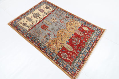 119 x 179 cm | Tree of life Design Hand Knotted Veg Dye Wool Afghan Carpet