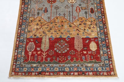 119 x 179 cm | Tree of life Design Hand Knotted Veg Dye Wool Afghan Carpet