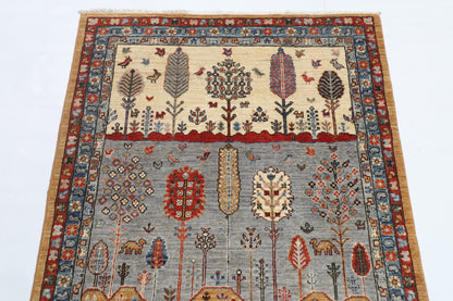 119 x 179 cm | Tree of life Design Hand Knotted Veg Dye Wool Afghan Carpet