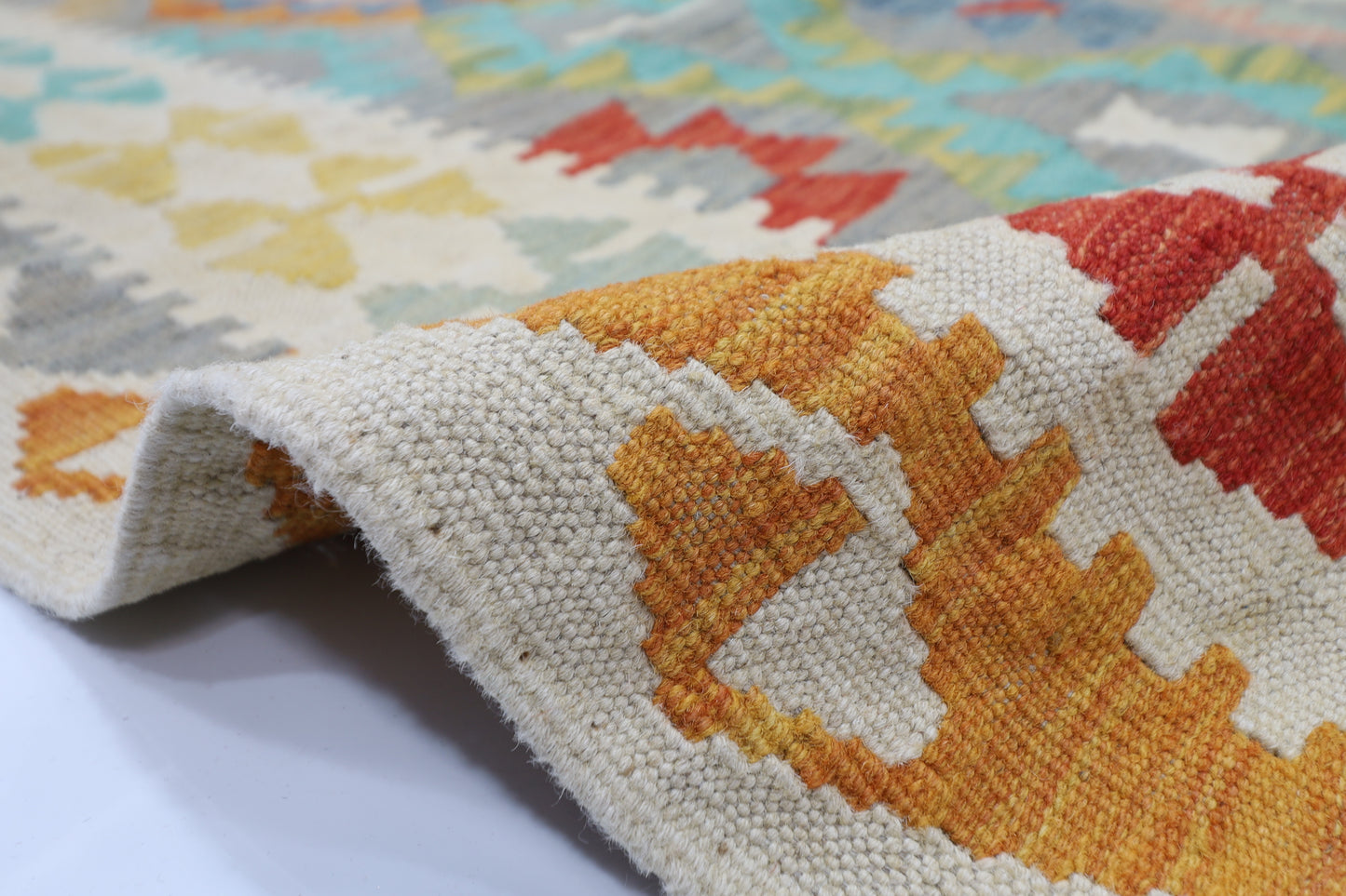 177 x 248 cm | Multicolor Wool Kilim Area Traditional Hand Woven Oriental Carpet
