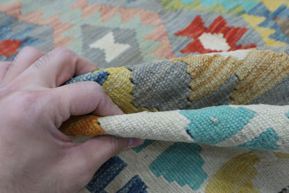 177 x 248 cm | Multicolor Wool Kilim Area Traditional Hand Woven Oriental Carpet