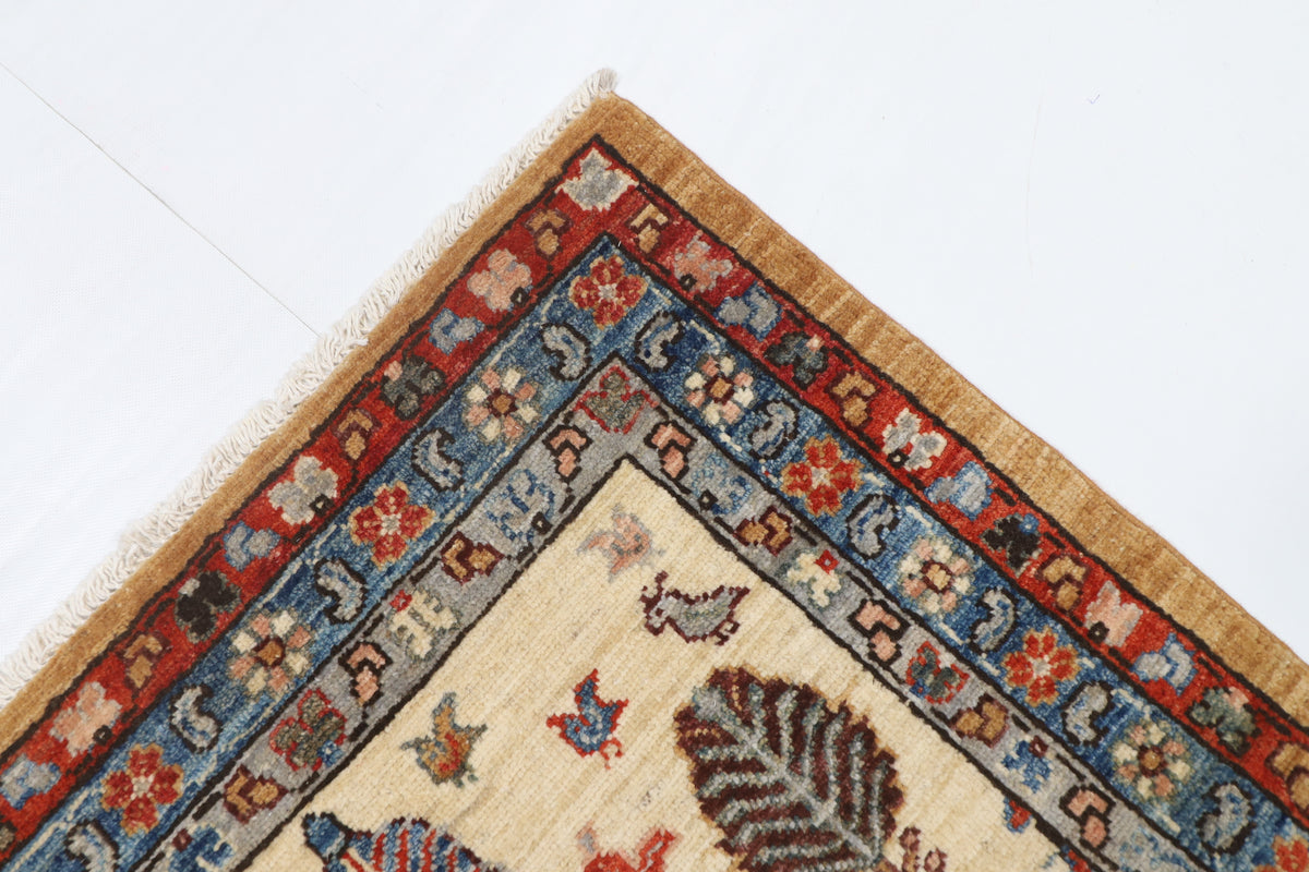 119 x 179 cm | Tree of life Design Hand Knotted Veg Dye Wool Afghan Carpet