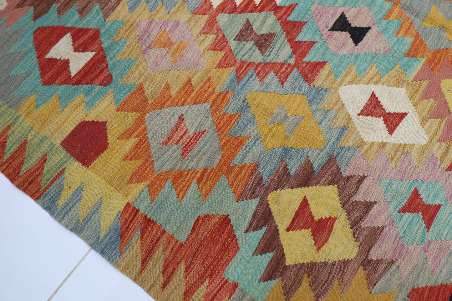 175 x 234 cm | Multicolor Wool Kilim Area Traditional Hand Woven Oriental Carpet