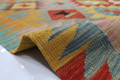 175 x 234 cm | Multicolor Wool Kilim Area Traditional Hand Woven Oriental Carpet