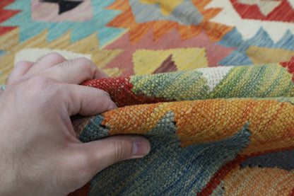 175 x 234 cm | Multicolor Wool Kilim Area Traditional Hand Woven Oriental Carpet