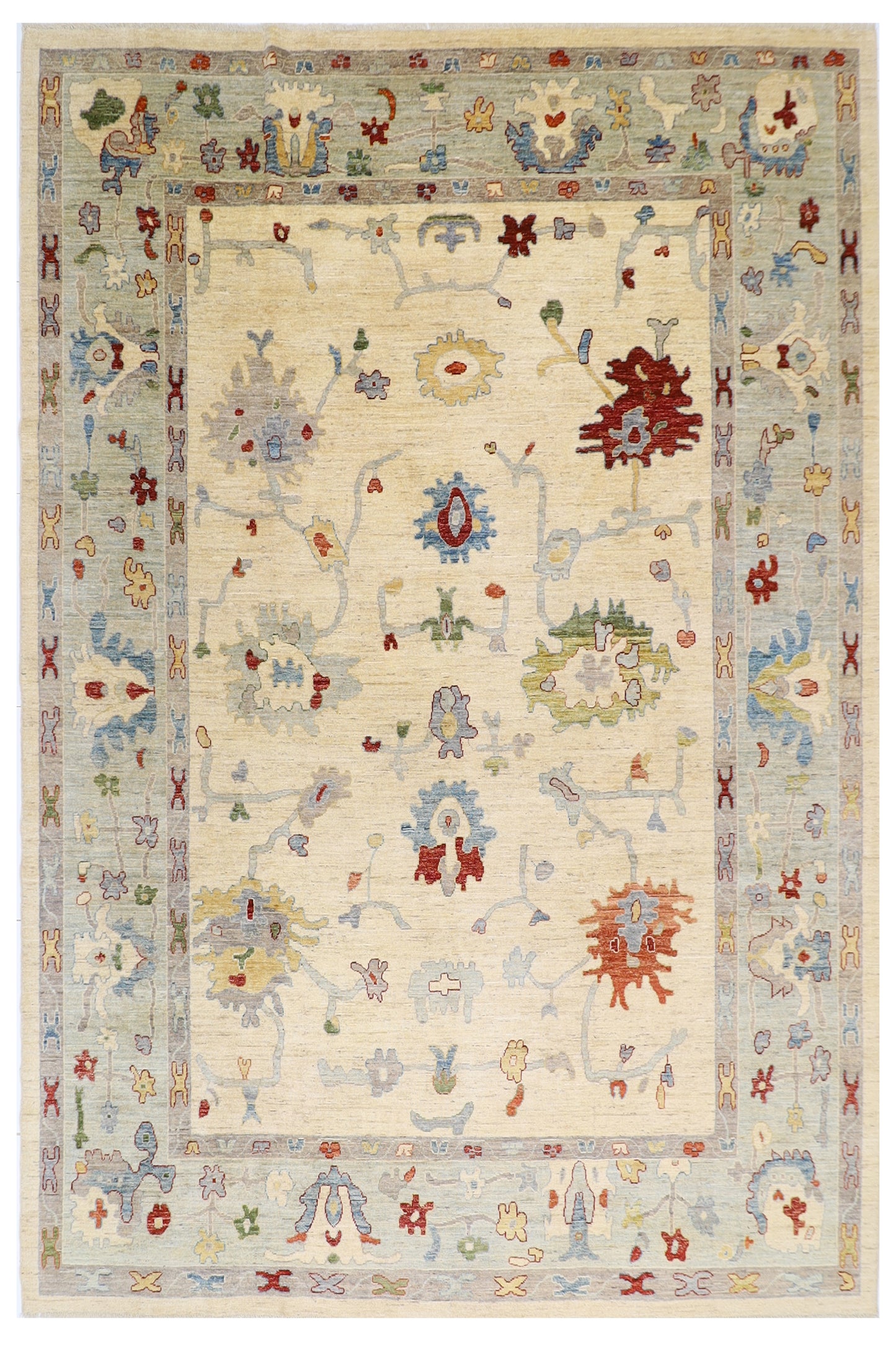 280 x 365 cm | Oushak Afghan Tribal Hand Knotted Veg Dye Wool carpet