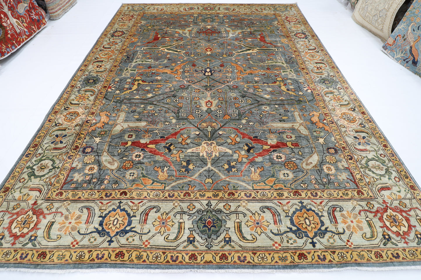 274 x 368 cm | Oriental Bidjar Gray Area Rug Afghan Hand Knotted Veg Dye Wool carpet