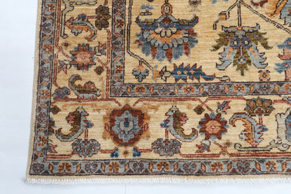 151 x 210 cm | Tribal Beige Design Hand Knotted Veg Dye Wool Afghan Carpet
