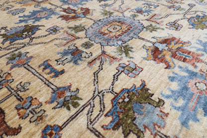 151 x 210 cm | Tribal Beige Design Hand Knotted Veg Dye Wool Afghan Carpet