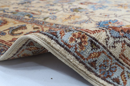 151 x 210 cm | Tribal Beige Design Hand Knotted Veg Dye Wool Afghan Carpet