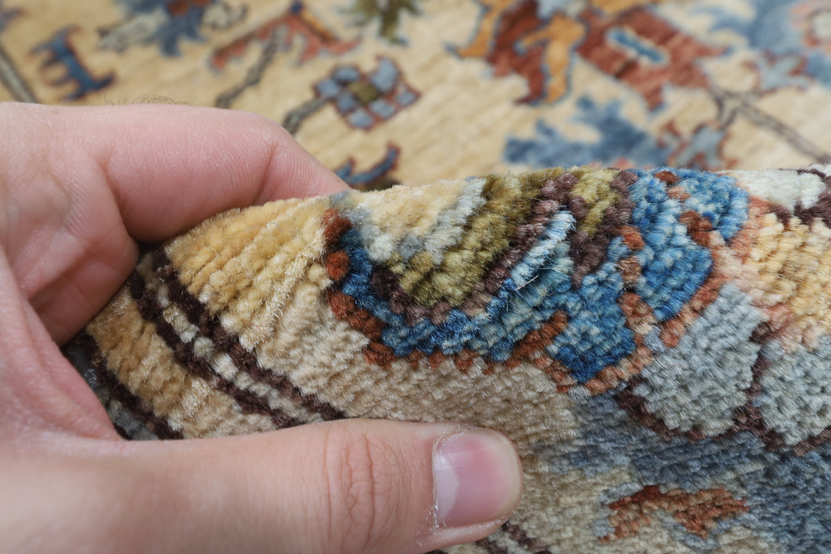 151 x 210 cm | Tribal Beige Design Hand Knotted Veg Dye Wool Afghan Carpet