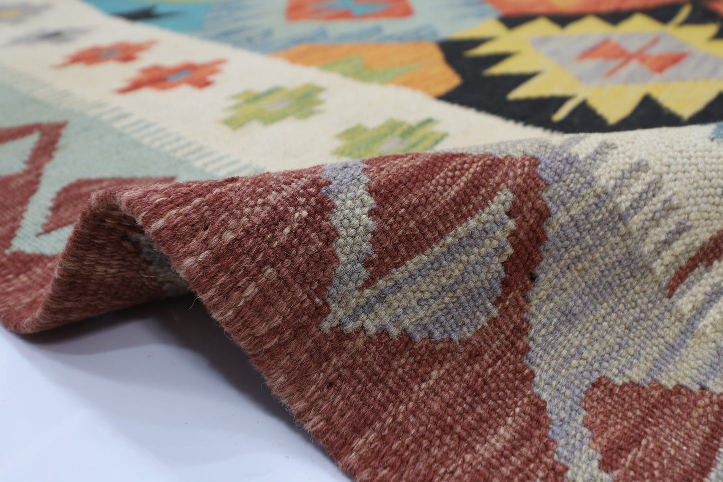148 x 198 cm | Multicolor Wool Kilim Area Traditional Hand Woven Oriental Carpet