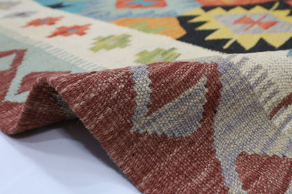 148 x 198 cm | Multicolor Wool Kilim Area Traditional Hand Woven Oriental Carpet