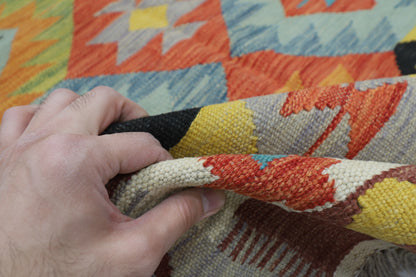 148 x 198 cm | Multicolor Wool Kilim Area Traditional Hand Woven Oriental Carpet