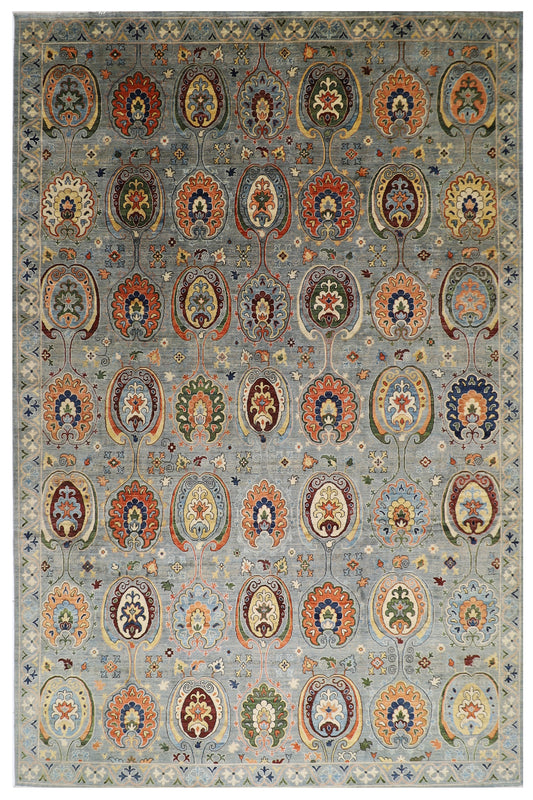 305 x 417 cm | Suzani Afghan Tribal Hand Knotted Veg Dye Wool carpet