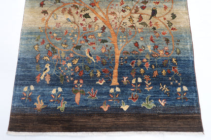 120 x 180 cm | Tree of life Design Hand Knotted Veg Dye Wool Afghan Carpet