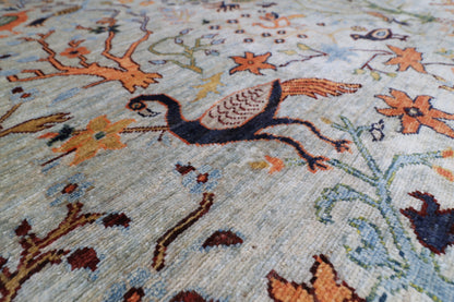 246 x 286 cm | Oriental Birds Gray Area Rug Afghan Hand Knotted Veg Dye Wool carpet