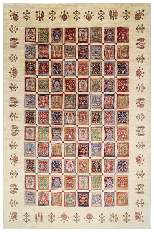 302 x 398 cm | Four Season Afghan Tribal Hand Knotted Veg Dye Wool carpet