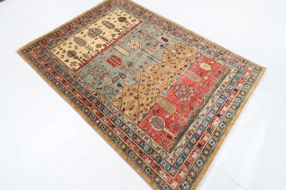150 x 206 cm | Tree of life Design Hand Knotted Veg Dye Wool Afghan Carpet